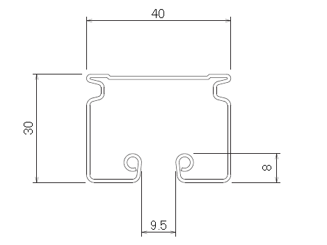 D40 スチールカーブレール 800×800×500Rの寸法図-1