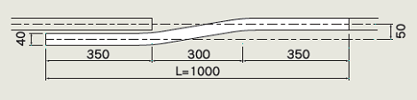 D40 アルミ交差レールの寸法図-2