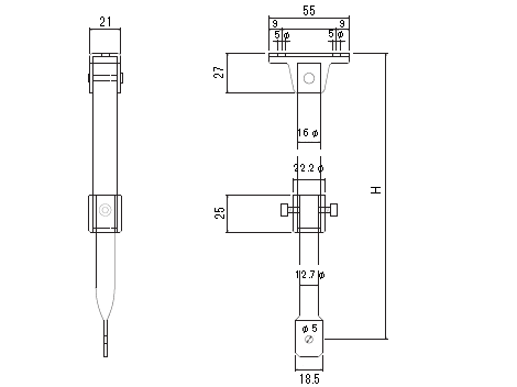 D40 大型伸縮吊棒400 H=250〜400の寸法図