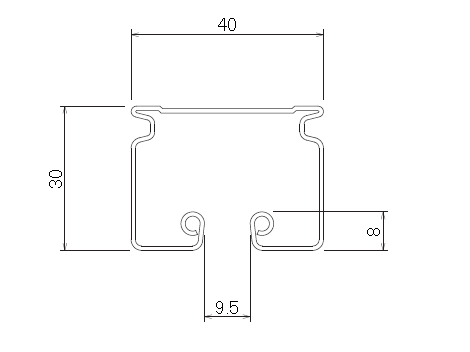 D40 ステンレスレール 2mの寸法図-1