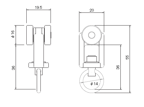 D40ベアリング入ランナーの寸法図