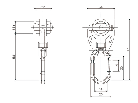 D40ステンワンタッチランナーSの寸法図