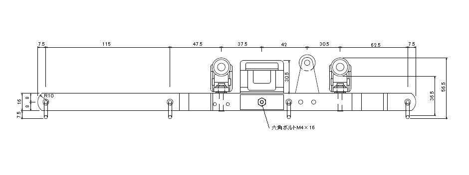 D40 紐引用交差ランナーの寸法図