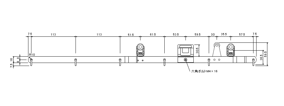 D40 紐引用交差ランナーロングの寸法図