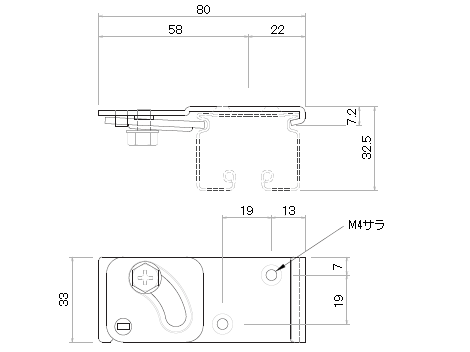 D40 天井Sブラケットブラックの寸法図-1