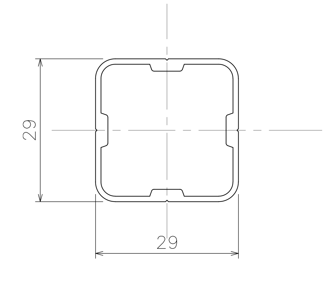 間仕切中間ポール【押えバータイプ】2mの寸法図-1