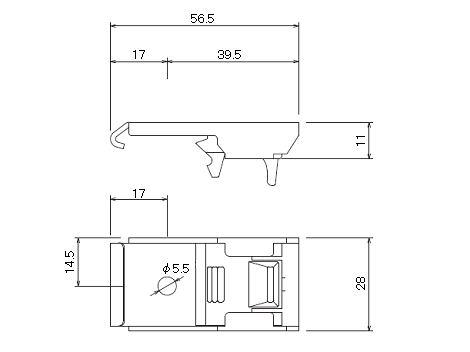D30 ワンタッチ天井Sブラケットの寸法図-1