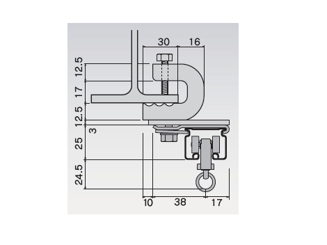 D30 ステンレスクリップ付天井ブラケット Aタイプの寸法図-3