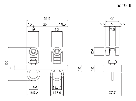 D30マグネットランナー(両開)通常ランナータイプの寸法図-1