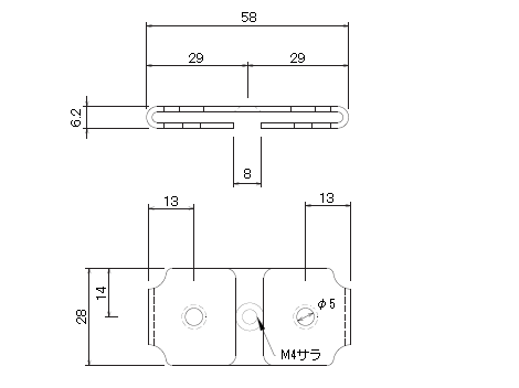 ベンダー天井Sブラケットの寸法図-1