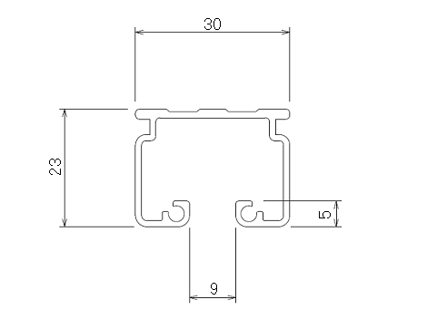 D30 アルミ交差レールの寸法図-1