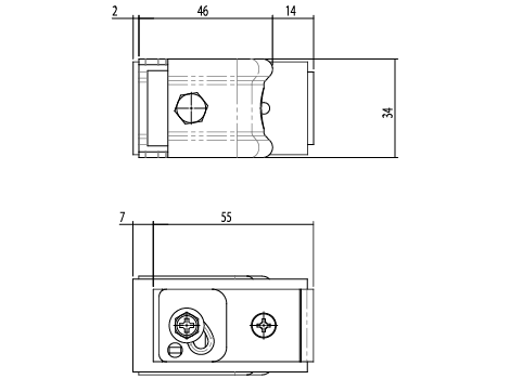 D30 クリップ付天井ブラケット Aタイプの寸法図-2