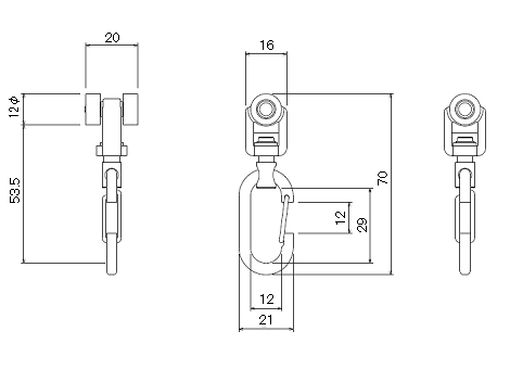 D30ステンワンタッチランナーの寸法図