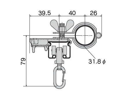 D30 パイプバンド付ブラケット32φ用の寸法図-3