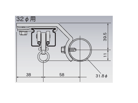 D30 パイプ用ブラケット32φ用の寸法図-2