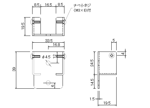 D30 間仕切用壁付ソケットNの寸法図-1