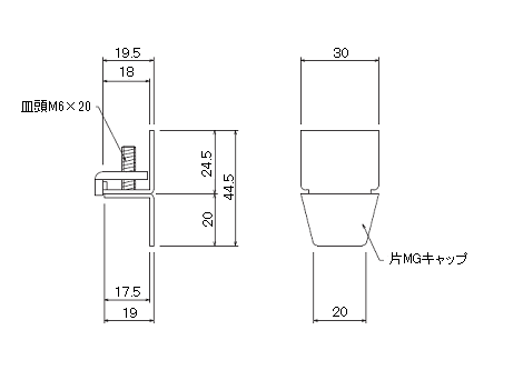 D30片マグネットランナー(片開)通常ランナータイプの寸法図-1