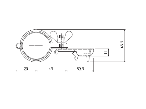 D30 パイプバンド付ブラケット38φ用の寸法図-2