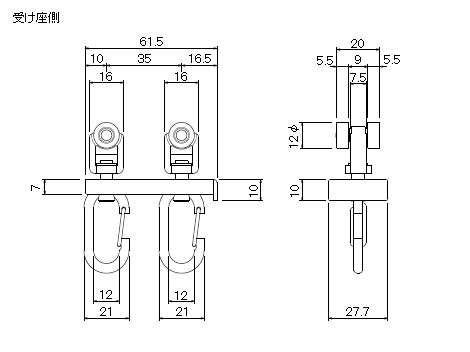 D30マグネットランナー(両開)ワンタッチランナータイプの寸法図-1