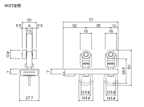 D30マグネットランナー(両開)通常ランナータイプの寸法図-2