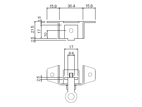 D30 スチール壁付ソケットの寸法図-2