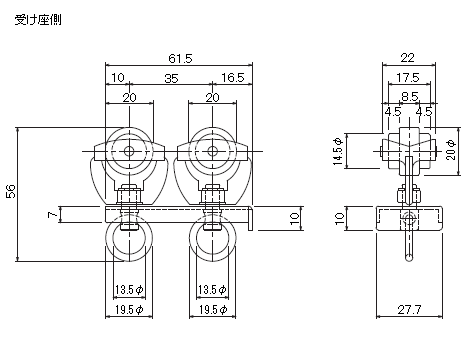 D40マグネットランナー(両開)ステージランナータイプの寸法図-1