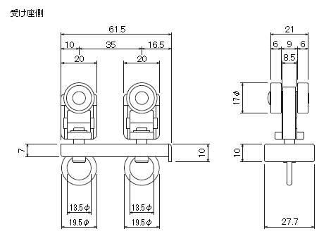 D40マグネットランナー(両開)ランナーAタイプの寸法図-1