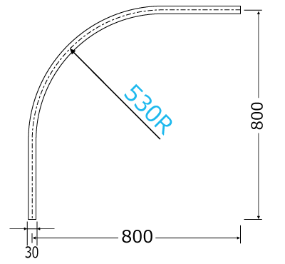 D30カーブレール寸法図