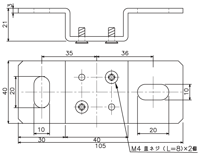 SGステン天井Sブラケットボルト座金の寸法図