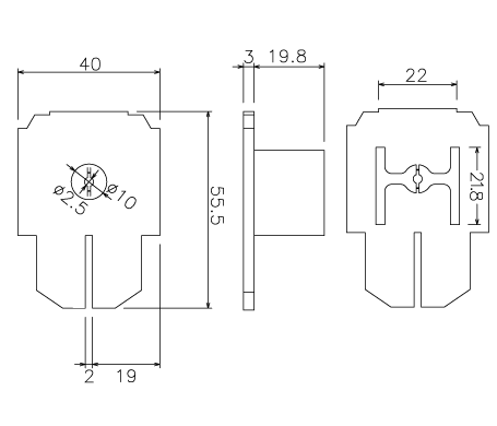 サイドポールキャップ（ブラック）【押えバータイプ】の寸法図-1