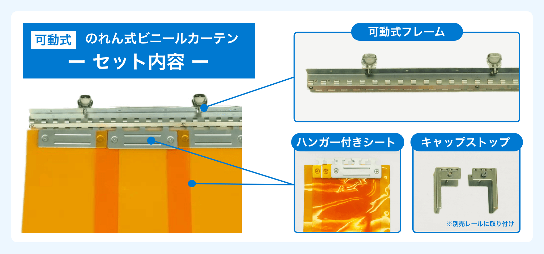 【可動式】のれん式ビニールカーテンセット内容