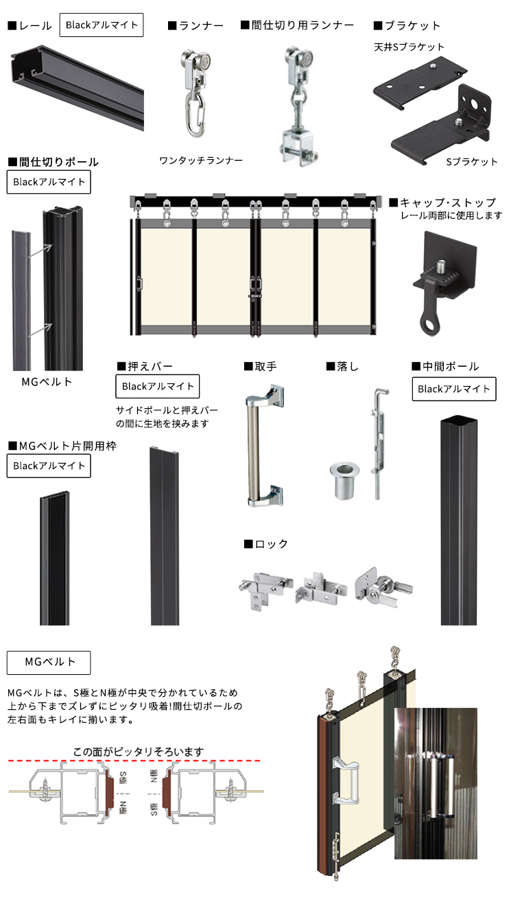 D40ブラックレール・ポール構成図