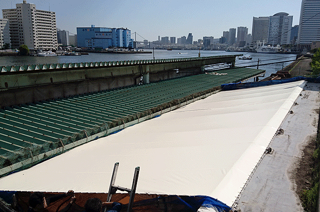  日よけ・雨避け用屋根シートの張替え